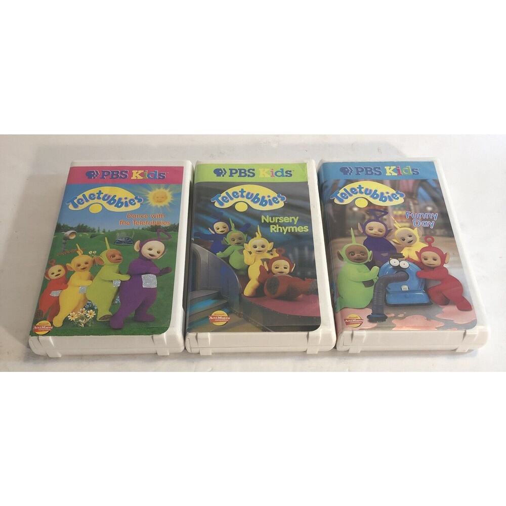 Teletubbies VHS Dance Nursery Rhymes Funny Day PBS Lot of 3